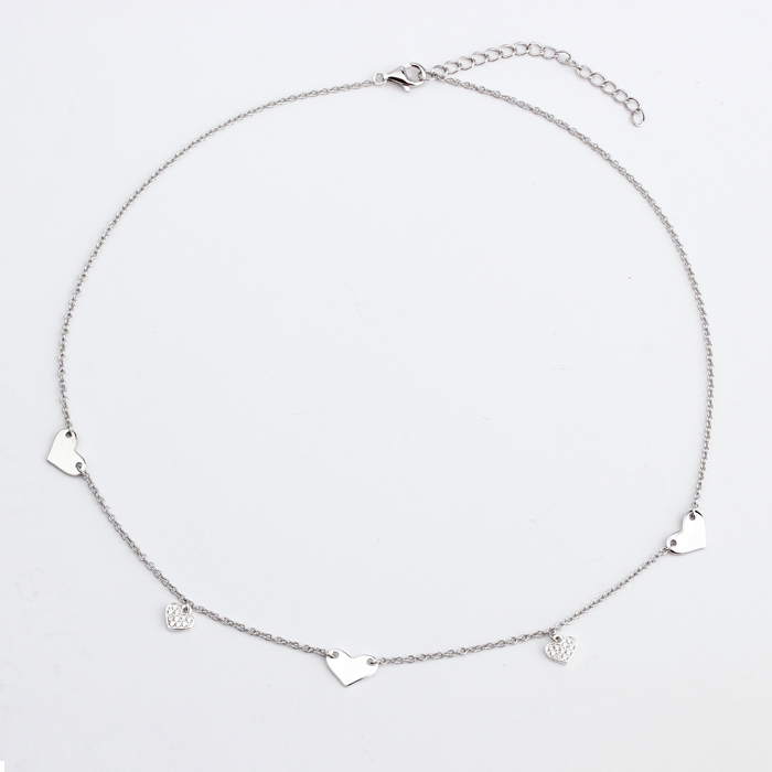 925 Sterling Silver Blank Heart Shape Fashion Charm Necklace