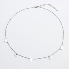 925 Sterling Silver Blank Heart Shape Fashion Charm Necklace