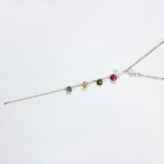 925 Sterling Silver Tourmaline Charm Butterfly Necklace