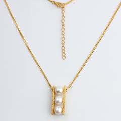 925 Sterling Silver Hammmered  Pearl Pendant Women Necklace