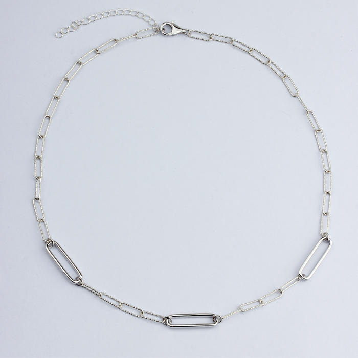 925 Sterling Silver Geometry Long Link Chain Stylish Necklace