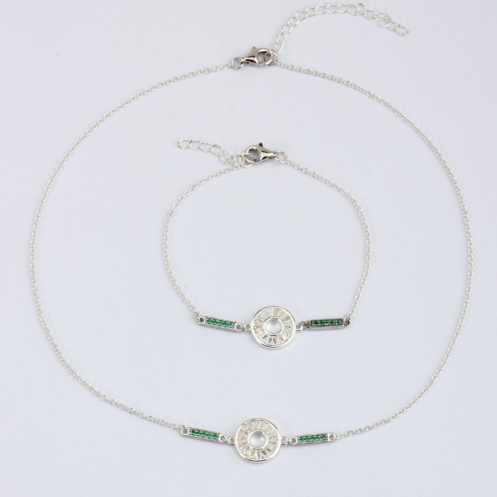 925 Sterling Silver Sets Jewelry Hammered Connector Necklace