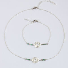 925 Sterling Silver Sets Jewelry Hammered Connector Necklace