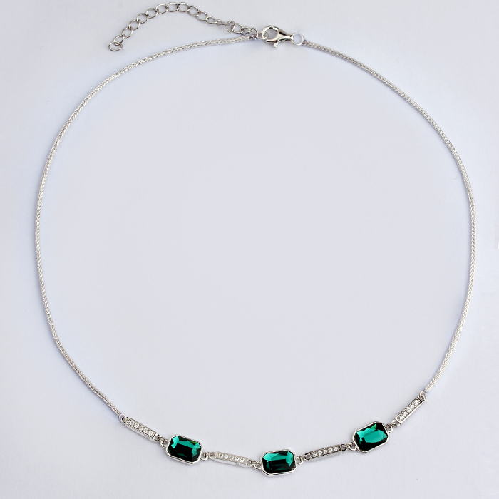 925 Sterling Silver Sets Jewelry Crystal Connector Necklace