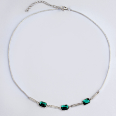 925 Sterling Silver Sets Jewelry Crystal Connector Necklace