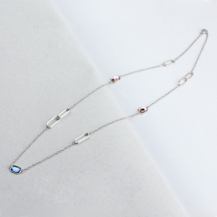 925 Sterling Silver Crystal Geometry Connector Necklace
