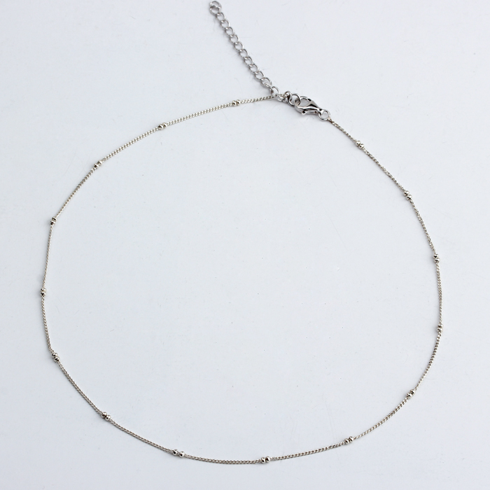 925 Sterling Silver Mini Bead Curb Chain Necklace