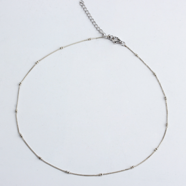 925 Sterling Silver Mini Bead Curb Chain Necklace