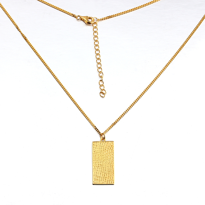 925 Sterling Silver Hammerd Two Sides Wearing Pendant Necklace