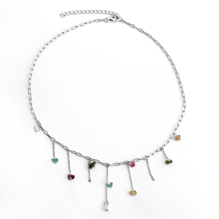 925 Sterling Silver Long Link Chain Fashion Charms Necklace