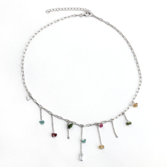 925 Sterling Silver Long Link Chain Fashion Charms Necklace