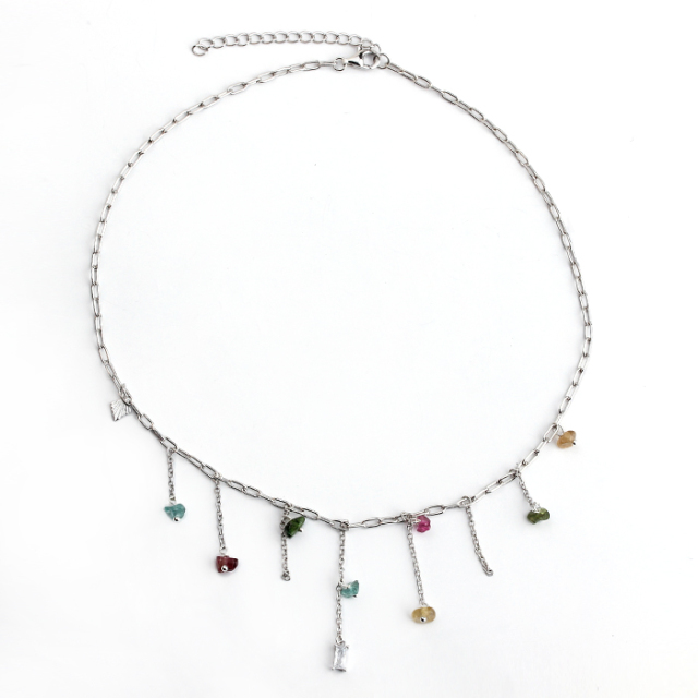 925 Sterling Silver Long Link Chain Fashion Charms Necklace
