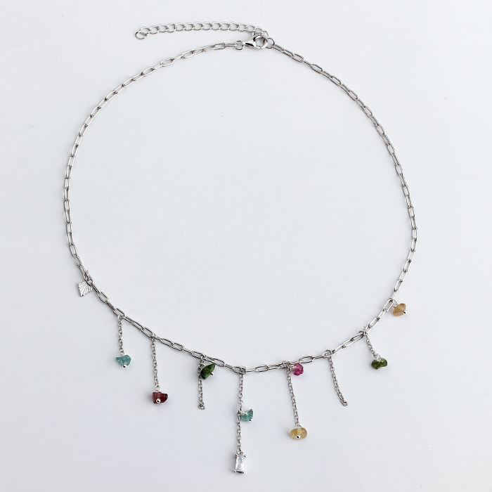 925 Sterling Silver Long Link Chain Fashion Charms Necklace