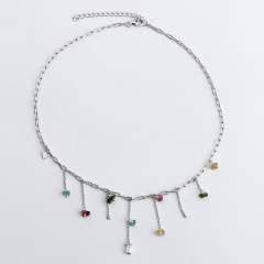 925 Sterling Silver Long Link Chain Fashion Charms Necklace