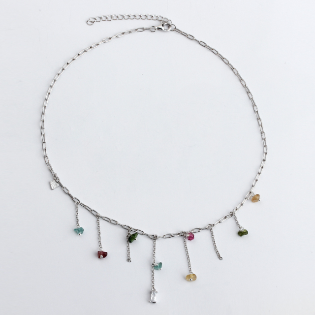 925 Sterling Silver Long Link Chain Fashion Charms Necklace