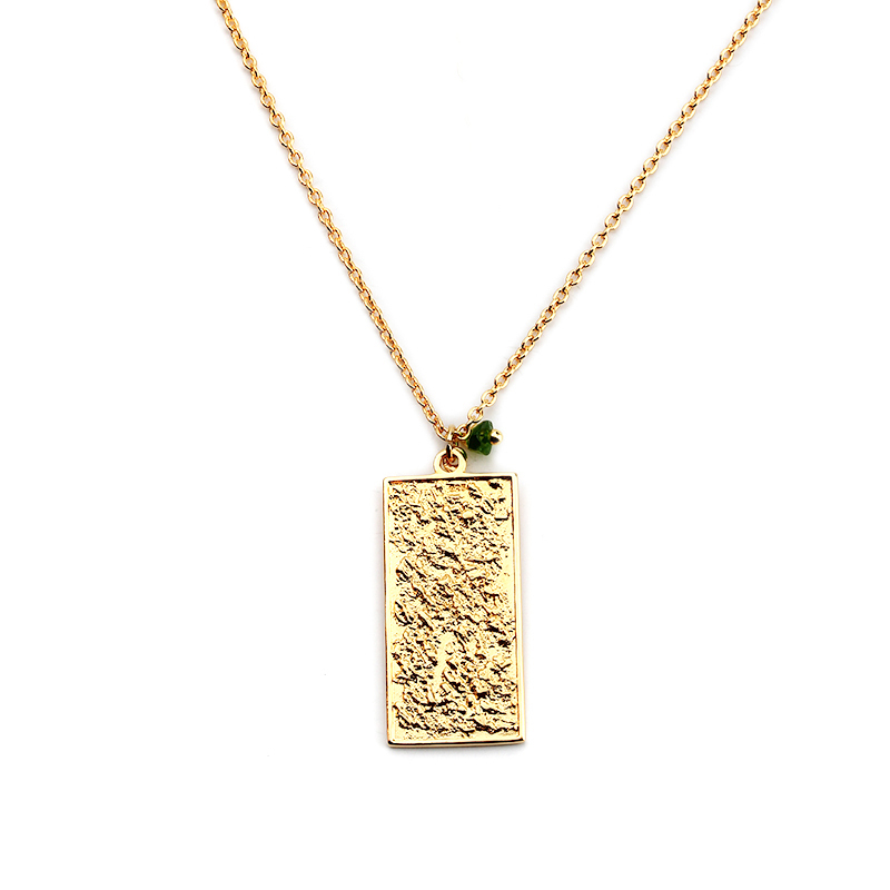 925 Sterling Silver Square Hammered Gemstone Necklace Pendant Design