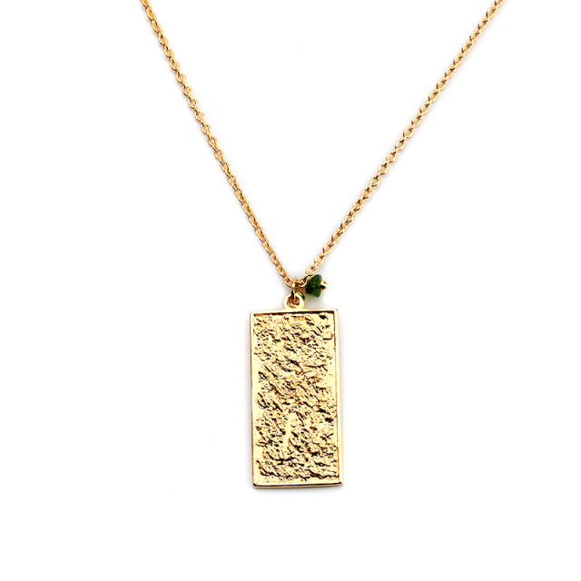 925 Sterling Silver Square Hammered Gemstone Necklace Pendant Design