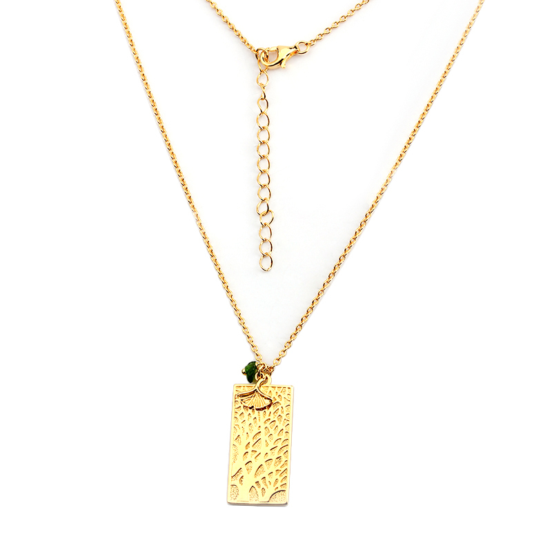 925 Sterling Silver Square Hammered Gemstone Necklace Pendant Design
