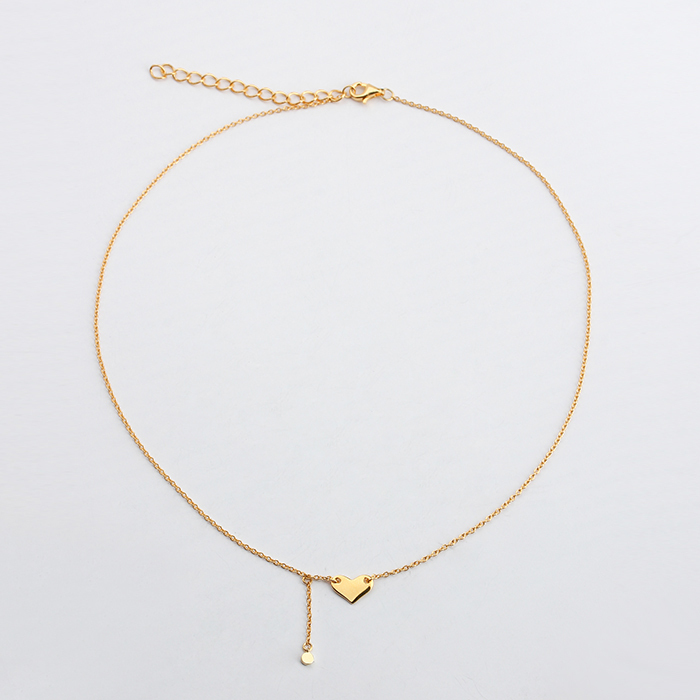925 Sterling Silver Simple Style Shiny Heart Connector Necklace
