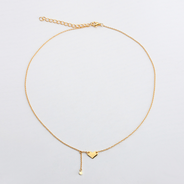 925 Sterling Silver Simple Style Shiny Heart Connector Necklace