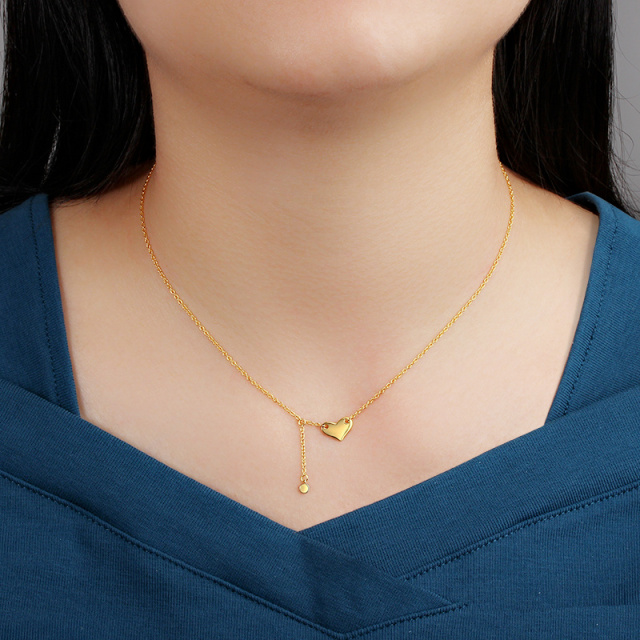 925 Sterling Silver Simple Style Shiny Heart Connector Necklace