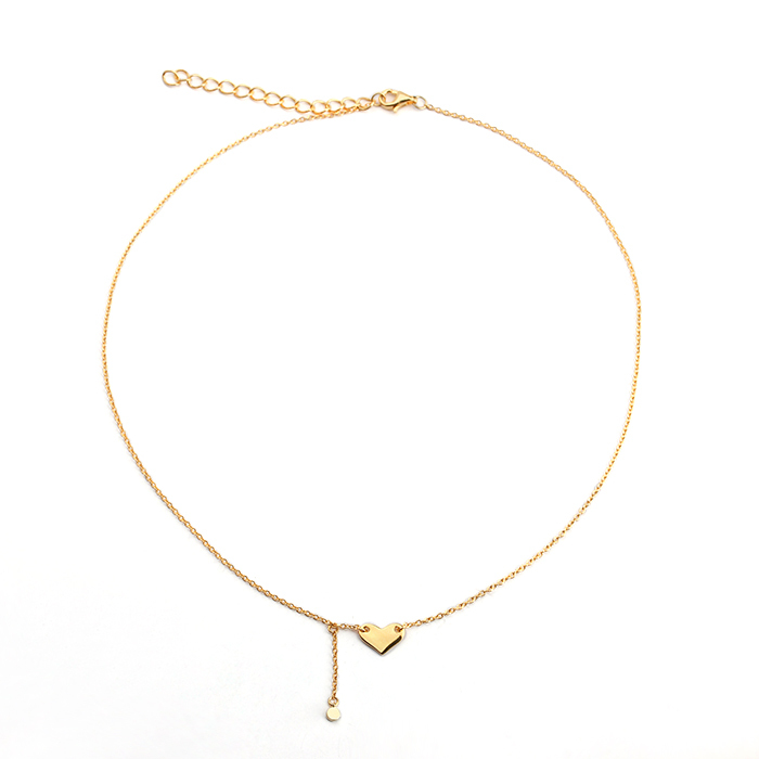 925 Sterling Silver Simple Style Shiny Heart Connector Necklace