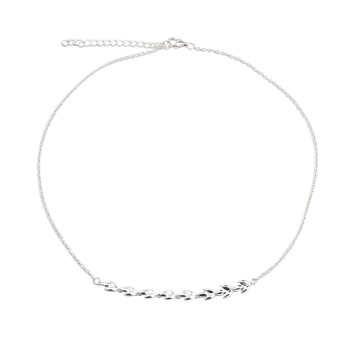 925 Sterling Silver Simple Shiny Leaf Connector Necklace 2021 New Trend
