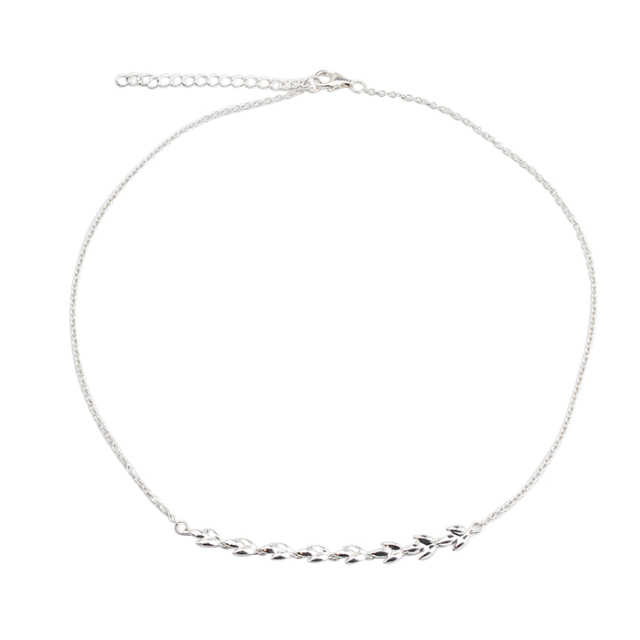 925 Sterling Silver Simple Shiny Leaf Connector Necklace 2021 New Trend