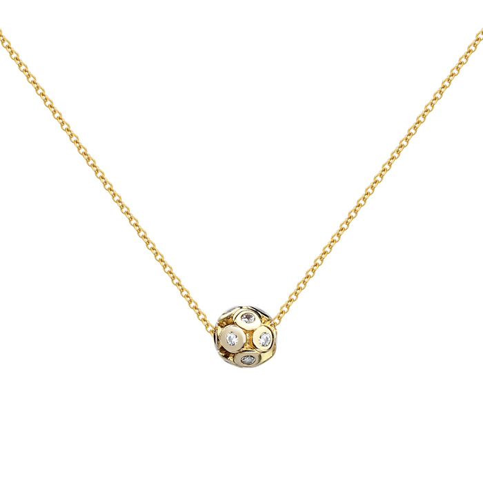 925 Sterlings Silver CZ Ball Bead Necklace For Girls