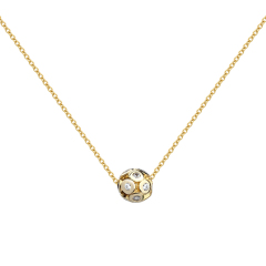 925 Sterlings Silver CZ Ball Bead Necklace For Girls