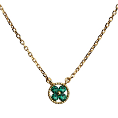 925 Sterling Silver Green CZ Brand Cable Chain Necklace