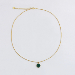 925 Sterling Sivler Square Foxtail Chain Gemstone Pendant Necklace