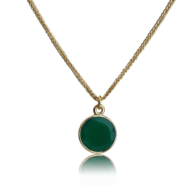 925 Sterling Sivler Square Foxtail Chain Gemstone Pendant Necklace