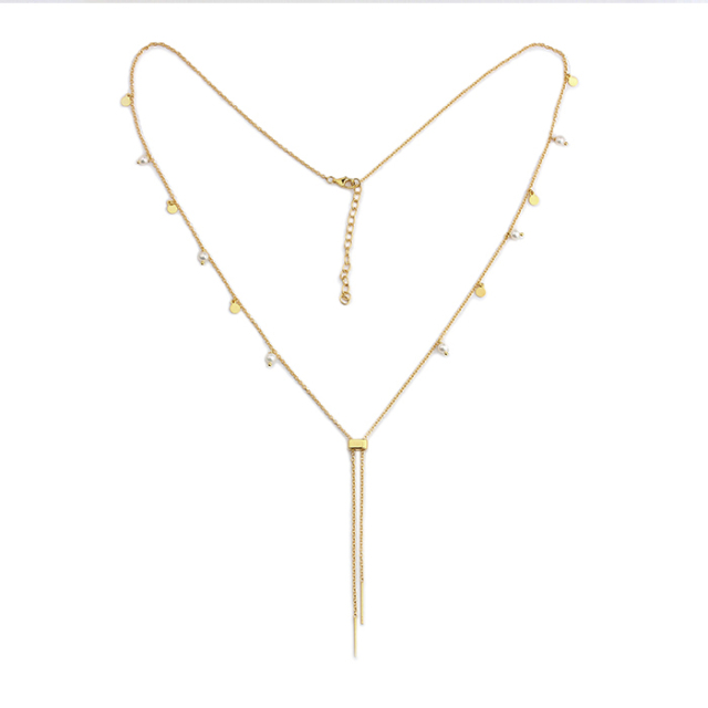 925 Sterling Silver Pearl Coin Charm Sliding Necklace For Women