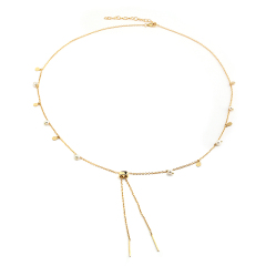 925 Sterling Silver Pearl Coin Charm Sliding Necklace For Women