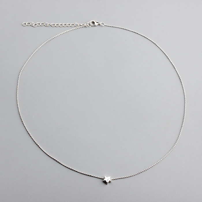 925 Sterling Silver Sweet Star Bead Chain Necklace