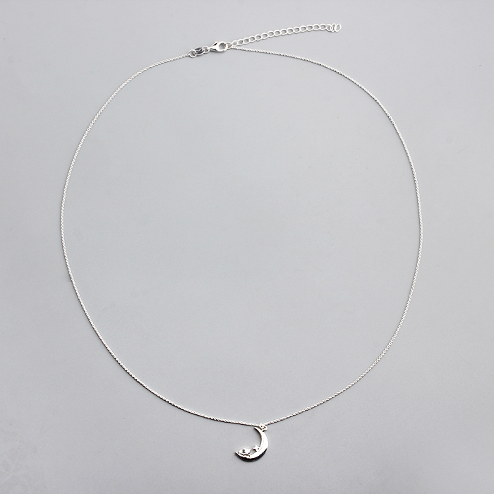 925 Sterling Silver Moon Charm Trendy Jewellery Necklace