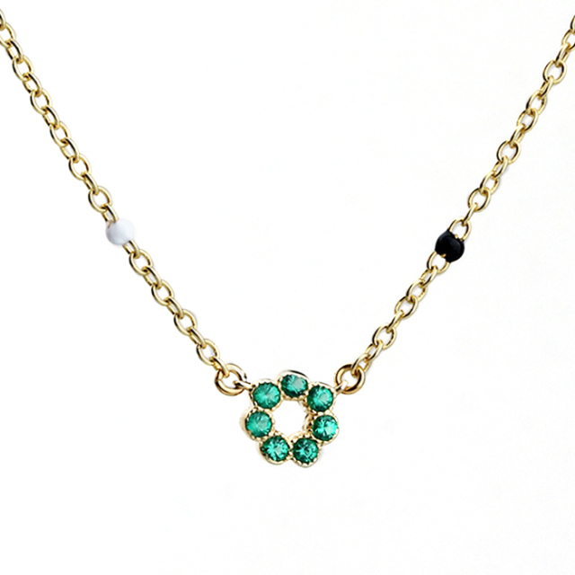 925 Sterling Silver Enamel Sets Necklace