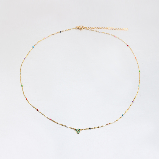 925 Sterling Silver Enamel Sets Necklace