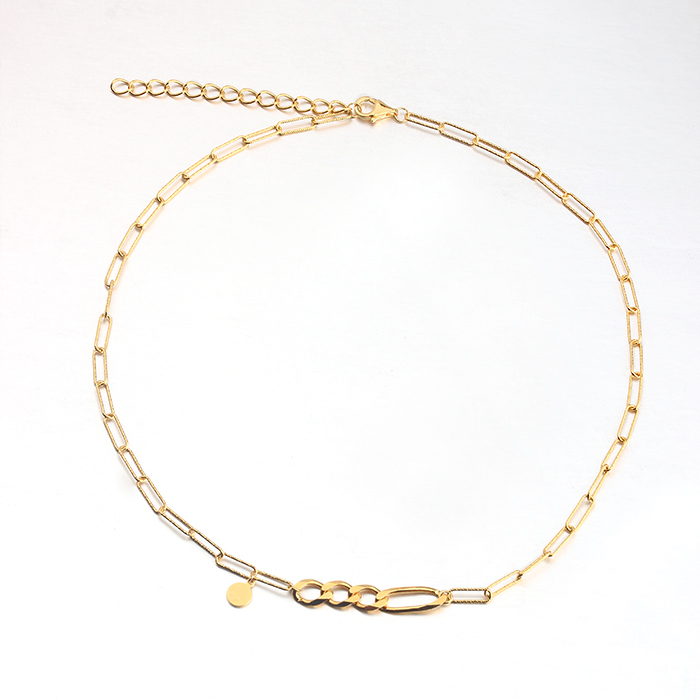 925 Sterling Silver Cut Paperclip Chain Figaro Chain Necklace