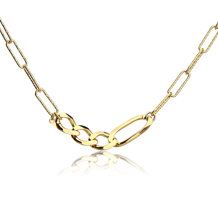 925 Sterling Silver Cut Paperclip Chain Figaro Chain Necklace