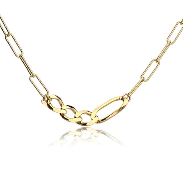 925 Sterling Silver Cut Paperclip Chain Figaro Chain Necklace