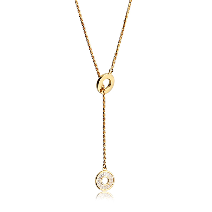925 Sterling Silver CZ Round Circle Charm Necklace