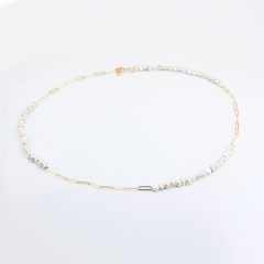 925 Sterling Silver Baroque Pearl With Long Link Paperclip Toggle Clasp Necklace