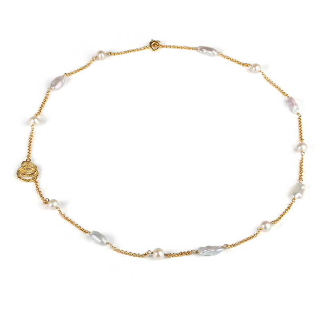 925 Sterling Silver Pearl Chain Long Necklace