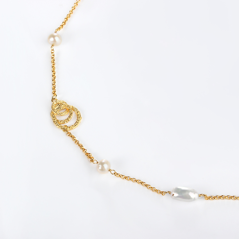 925 Sterling Silver Pearl Chain Long Necklace