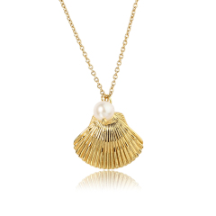 925 Sterling Silver Shell Pendant Necklace With Pearl
