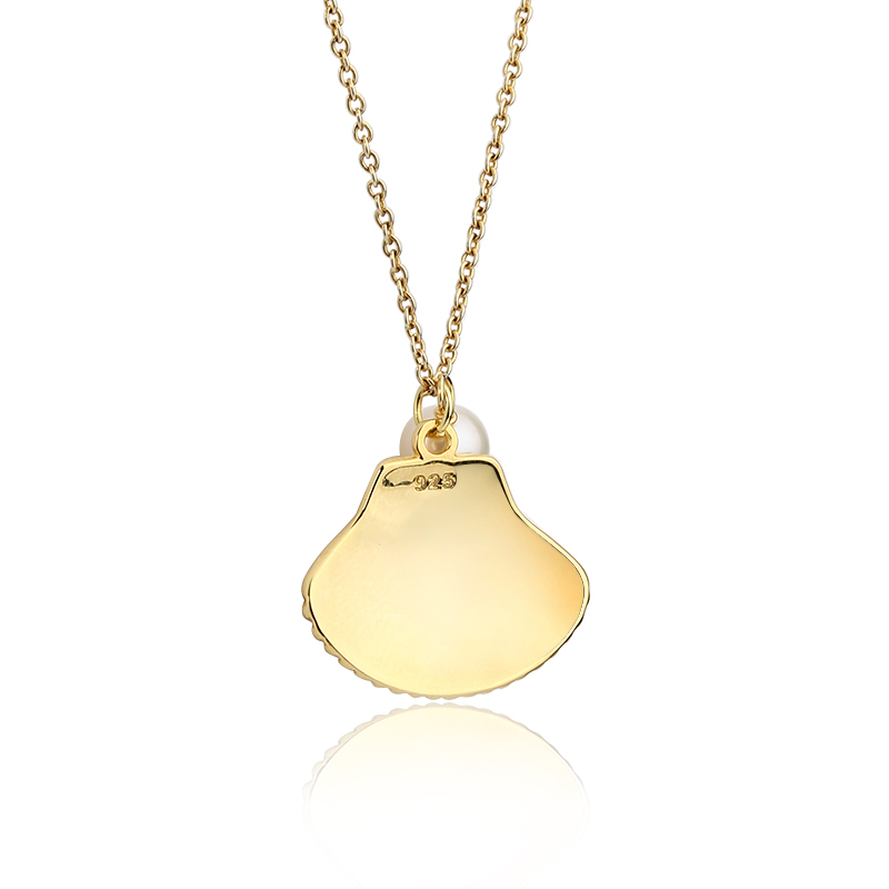 925 Sterling Silver Shell Pendant Necklace With Pearl
