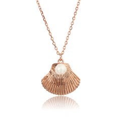 925 Sterling Silver Shell Pendant Necklace With Pearl