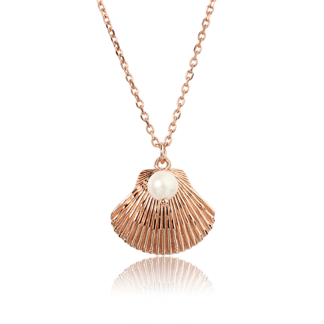 925 Sterling Silver Shell Pendant Necklace With Pearl